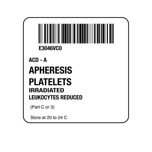 ISBT 128 Apheresis Platelets Irradiated-Part 3 2" x 2"